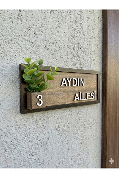 SAYILI COLLECTION Kişiye Özel Ahşap Kapı İsimliği Çiçekli Kapı Tabelası Dekor...