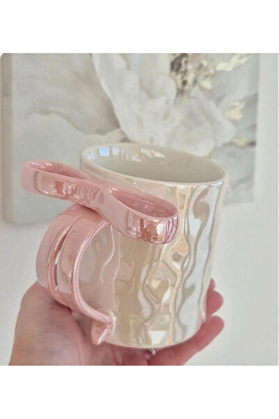Mihristore Kurdele Kupa Bardak Seramik Beyaz 350 ML Kupa Bardak Hediyelik