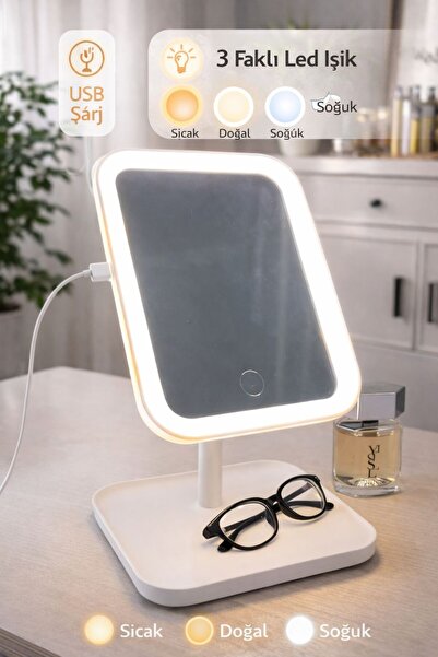 Modernica MAKYAJ AYNASI LED IŞIKLI 3 FARKLI MODU MEVCUT USB ŞARJLI