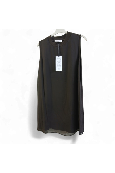 Puane Women's Brown Colored Zero Sleeve Front Chiffon Detailed Lined Undergar...