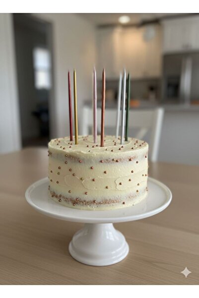 aralmini Uzun Doğum Günü Mumu 10’lu Set – Dekoratif Pasta Mumu (Gold / Yeşil ...