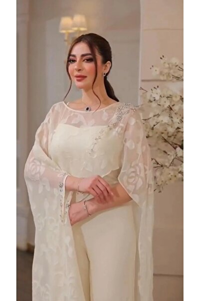 Masha ~ A soft and elegant jumpsuit evening dress in a Barbie-style fabric wi...