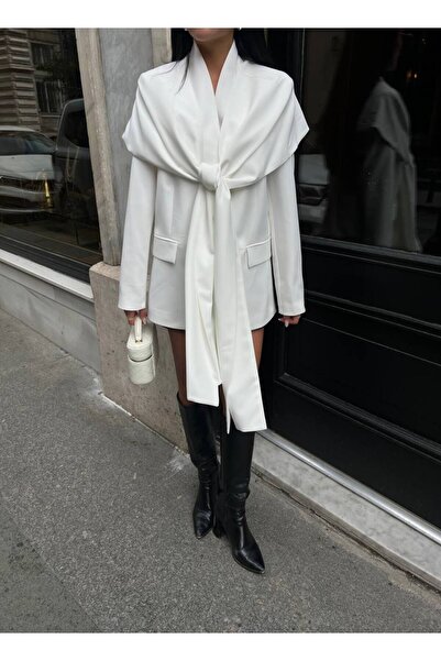 buqre's moda Women's Blazer with Detachable Shawl Collar Detail