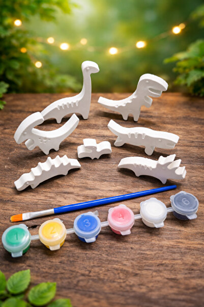 BKCUSTOMMADE 7'li Dinozor Boyama Seti - Eğitici Taş Tozu Hobi Aktivite Kutusu...