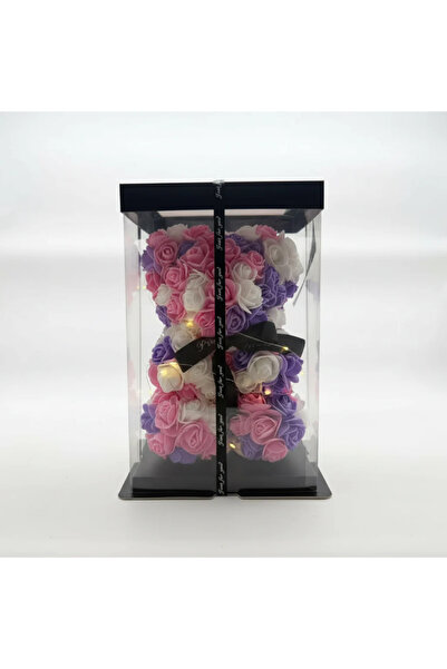 Ruyidecor Foam Rose Teddy Bear, 25 cm, Multicolor