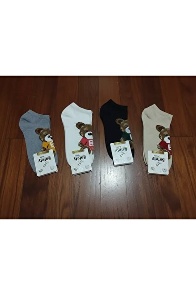 EfemİcGiyim Cotton Teddy Bear Patterned Mixed Color Booties Socks 12-Piece Pack