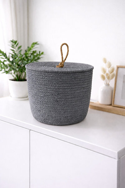 ÖRGÜM Basket Decorative Multi-Purpose Organizer with Lid 20X20 cm