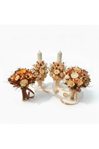 Eventissimi Bouquet set, candles with cryogenic roses and natural dried plant...