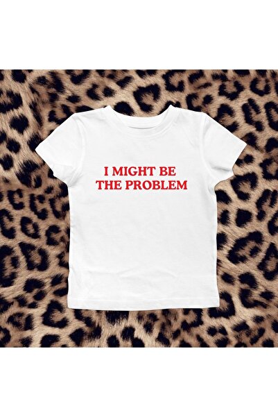Vordevia I Might Be the Problem Printed Cotton Crop T-Shirt