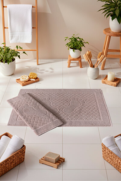 VELANORA HOME Set of 2 Footprint Patterned 100% Cotton Bath Foot Towels 50X80...