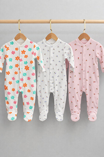 MYZİ STORE Комплект от 3 части с флорални мотиви за момиченца: 2 комбинезона ...