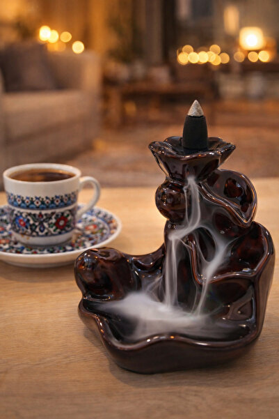 ORANGE CONCEPT Seramik Geri Akış Tütsülük - Şelale Duman Efektli Dekoratif Ba...