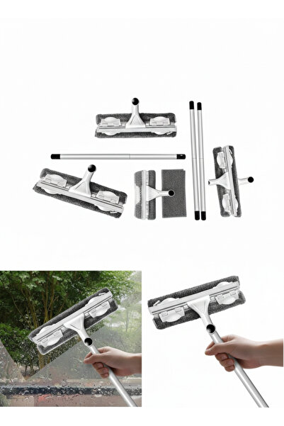 TeknoEser Çift Taraflı Cam Silme Aparatı 360 Derece Döner Başlıklı Mikrofiber...