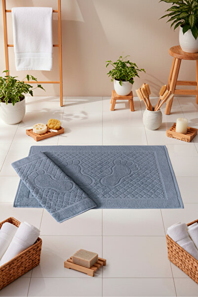 VELANORA HOME Set of 2 Footprint Patterned 100% Cotton Bath Foot Towels 50X80...
