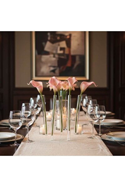 i love home glass Çapraz X Vazo 5 Tüplü