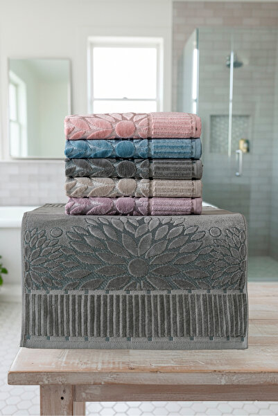 VELANORA HOME 6-Piece Sun Pattern 50X90 cm 100% Cotton Hand and Face Towel Se...