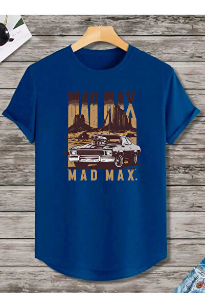 SUNFREE Vintage Printed Oval Hem Crew Neck Cotton Tshirt