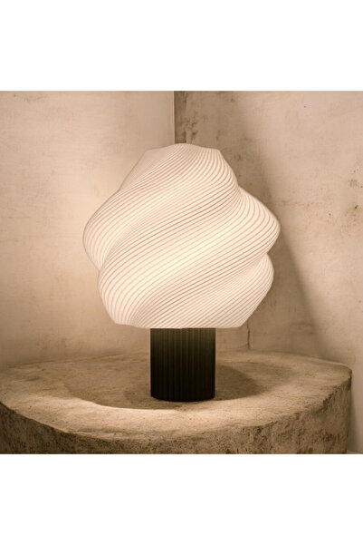 METU SHOP Masa Lambası Bulut Şeklinde Dekoratif Abajur Kahverengi Gövde Beyaz...