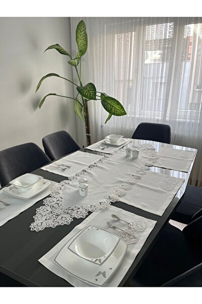 BRL ÇEYİZ HOME Linen Textured Luxury French Lace American Set/12 People-13 Pi...