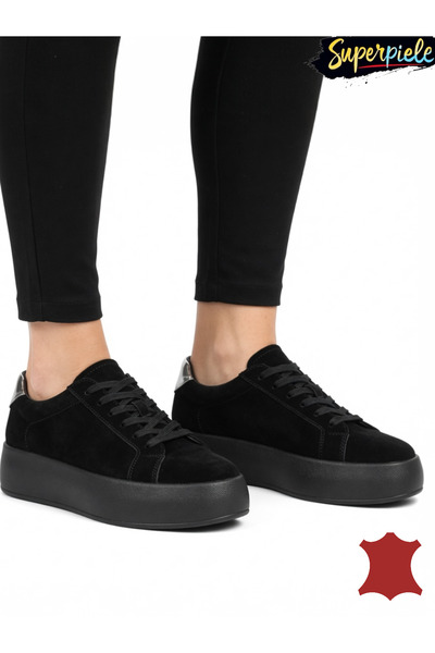 ANGEL BLUE Women's black snakeskin boots made of natural suede with thick bla...