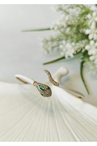 Halley Concept Zircon stone snake figured steel bracelet white