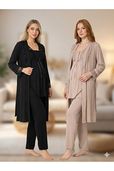 Lohussa New Season Beige Jacquard Summer Special Design Short Sleeve Maternit...