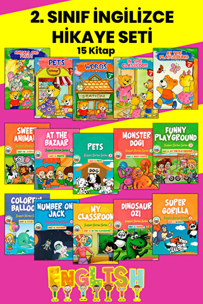 Mucit Dino Yayınları 2. Sınıf İngilizce Hikaye Kitabı Seti Beginner Level, Re...