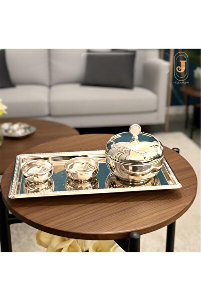 aljahwari Date serving set, silver nickel pearl, large 15cm