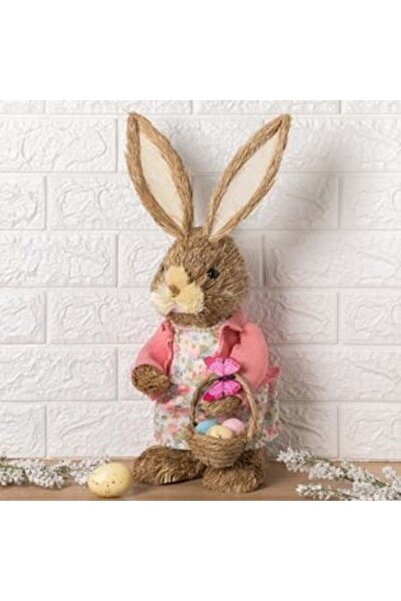 Tessari Easter Decorative Figure Bunny with Floral Dress and Basket of Eggs 4...