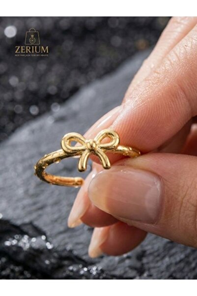ZERİUM Bow Model Adjustable Steel Women's Ring