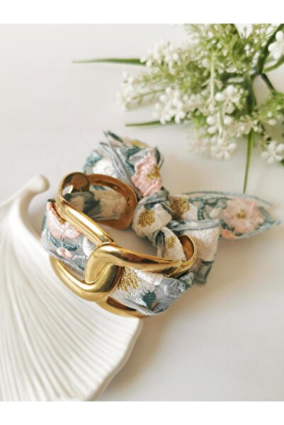 Halley Concept Paslanmaz Çelik Gold Zincir Detaylı Fularlı Kelepçe