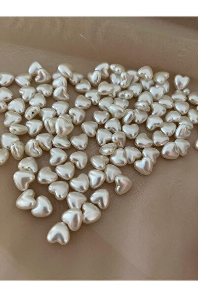 partici dükkanı Heart Pearl - Pearlescent Heart Pearl -Cream Color Heart Pear...