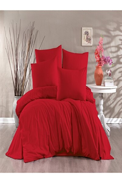 vionetta King Size 100% Cotton Ranforce Red Duvet Cover Set - Cotton Bedding ...