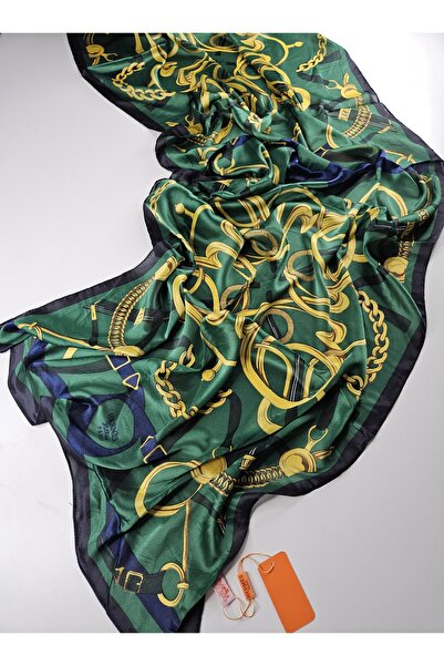 Shiva Scarfs Chain Belt Pattern Voile Silk Shawl Foulard Accessory Silk Scarf...