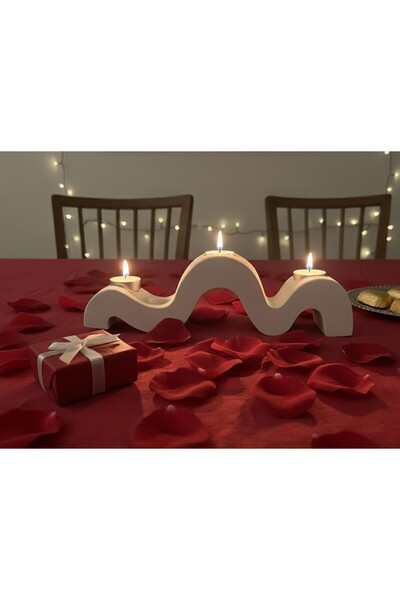 Ferdali Modern Dalgalı Formlu Beton Şamdan - Minimalist Ev Dekoru"