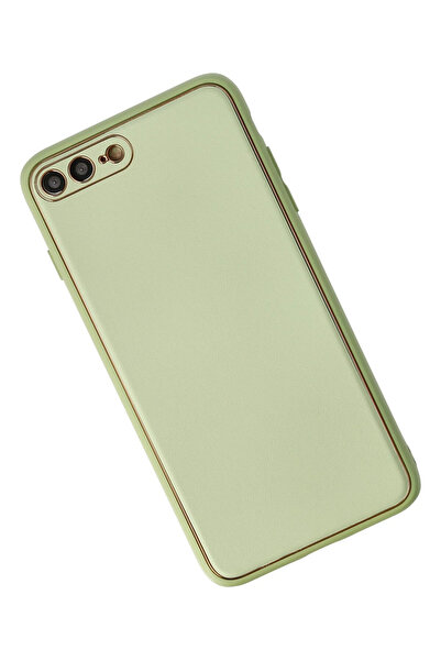 Najmaddin غطاء حماية نيو فيس لهاتف آيفون 7 بلس من الجلد والسيليكون - أخضر فاتح