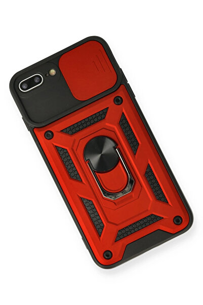 Najmaddin غطاء سيليكون لجهاز آيفون 7 بلس من نيو فيس مع حلقة عدسة بارس - أحمر