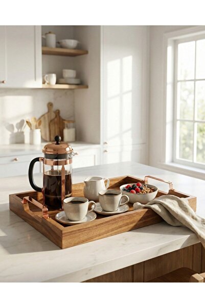 HBS Art Design Luxury Solid Wood Presentation Tray – Decorative Tray with Cop...