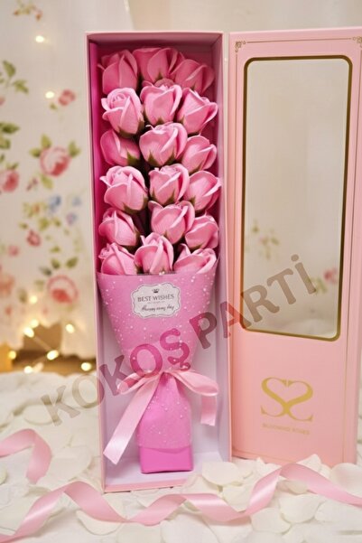 Kokoş Parti 18 Adet Kokulu Sabun Gül Buketi - Özel Hediyelik Kutulu Dekoratif...
