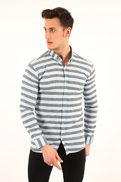 DGSTYL3 Men's Casual Striped Full Stretch Fabric Shirt