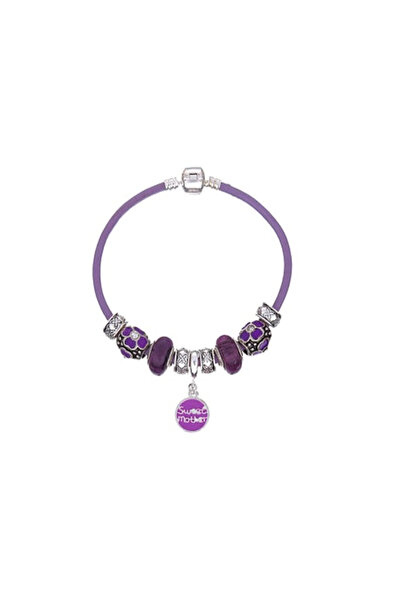 tga Purple PU Charm Bracelet Sweet Mother