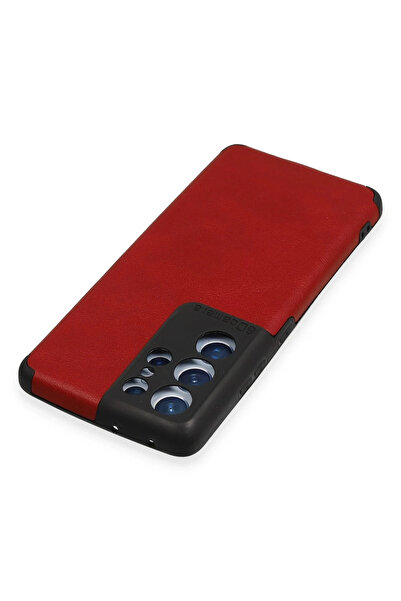 Najmaddin نيوفيس حافظة سامسونج جالاكسي S21 الترا حلقة جلدية سيليكون - احمر