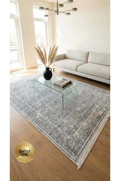 Halı Prime PR005 Turkuaz Vintage Eskitme Desenli Tozumaz Salon Halısı 160x230