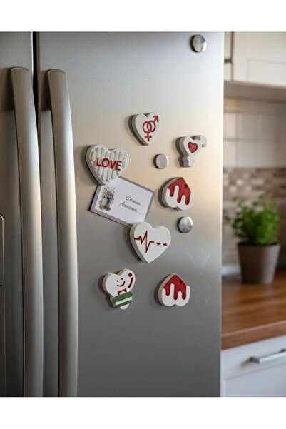 Ferdali Aşk Temalı El Yapımı Magnetler: Kalp Ritmi, Love ve Sembol Figürlü 5li