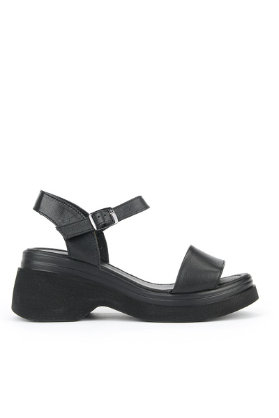 Ziya , Women's Genuine Leather Heeled Sandals 161992Z64028 Black