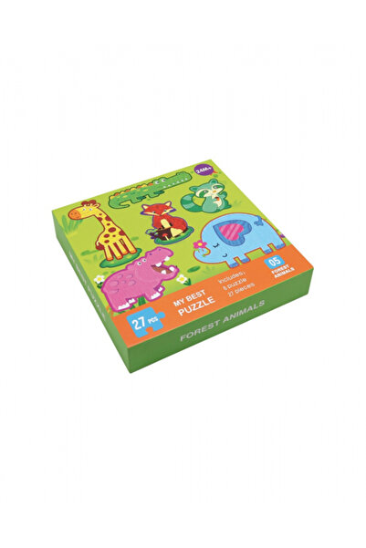 ANDREU TOYS Box with 6 Puzzles, 27 Pieces, Forest Animals