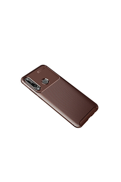 eco port Huawei Y6P Case Auto Focus Carbon Cover - Brown