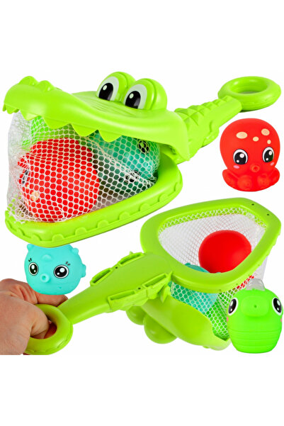MalPlay Bath Toy Crocodile with 3 Colorful Accessories