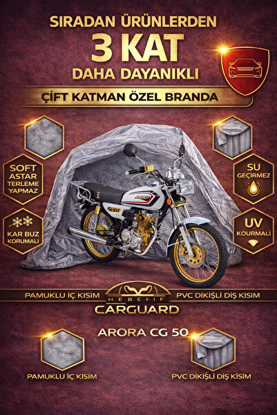 CarGuard Arora CG 50 Fitilli Motosiklet Brandası Motor Örtüsü - Miflonlu