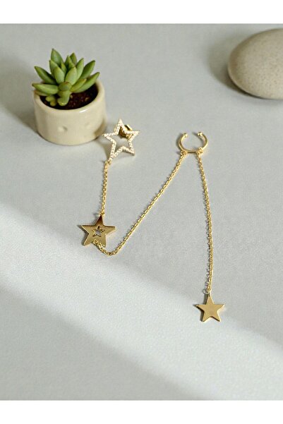 Silver Xuping Kristal Taşlı Sallantılı Yıldız Figürlü Zincirli Kıkırdak Küpe